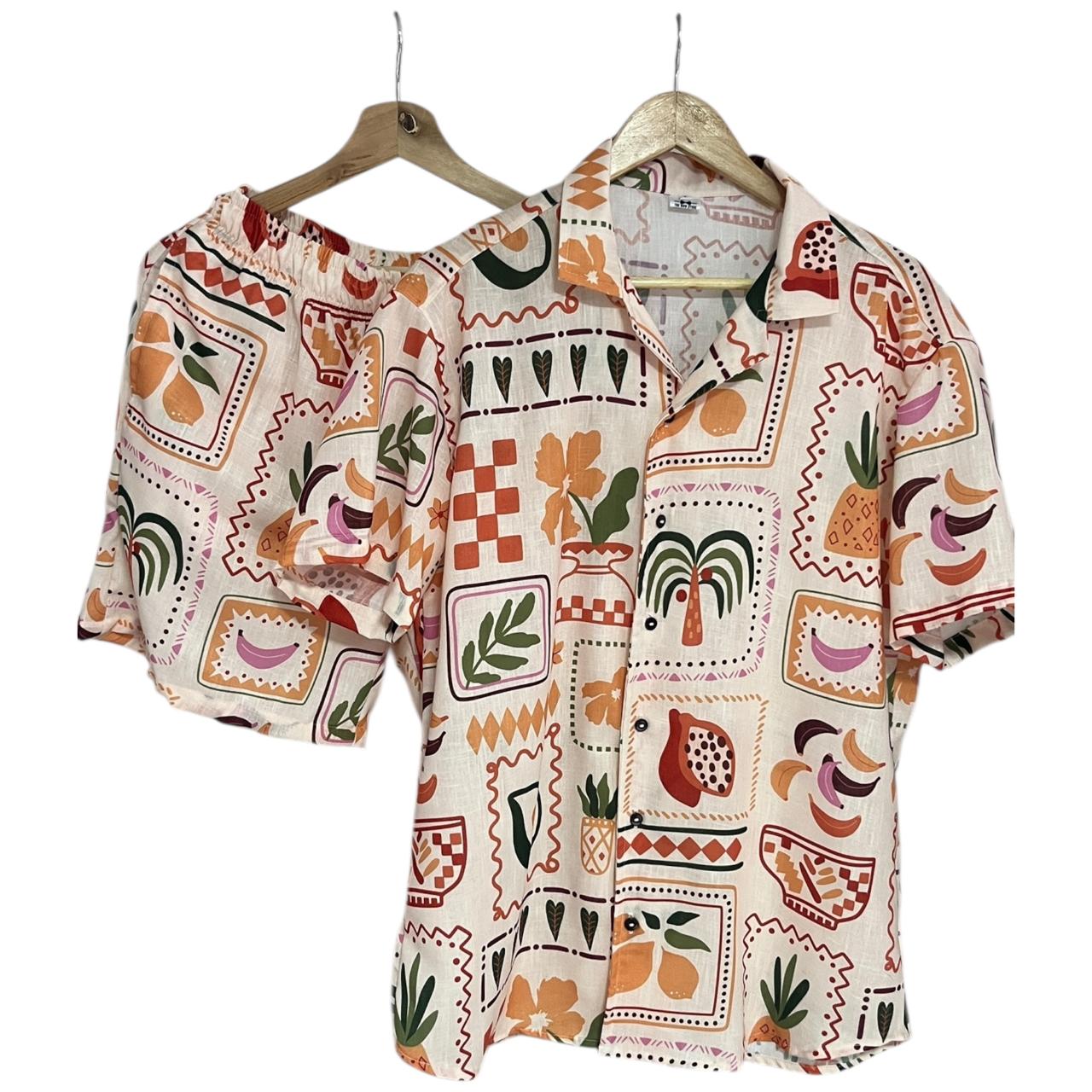 Conjunto Frutiño tropical Regular Fit Lino