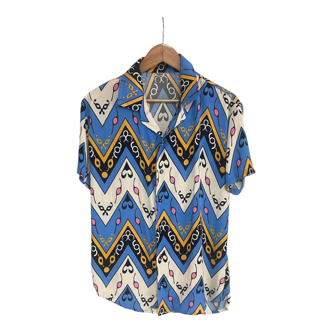 Camisa Regular Fit TriAzulado Rayon