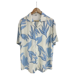 Camisa Floral AzulCielo Fondo Blanco Rayon Regular Fit