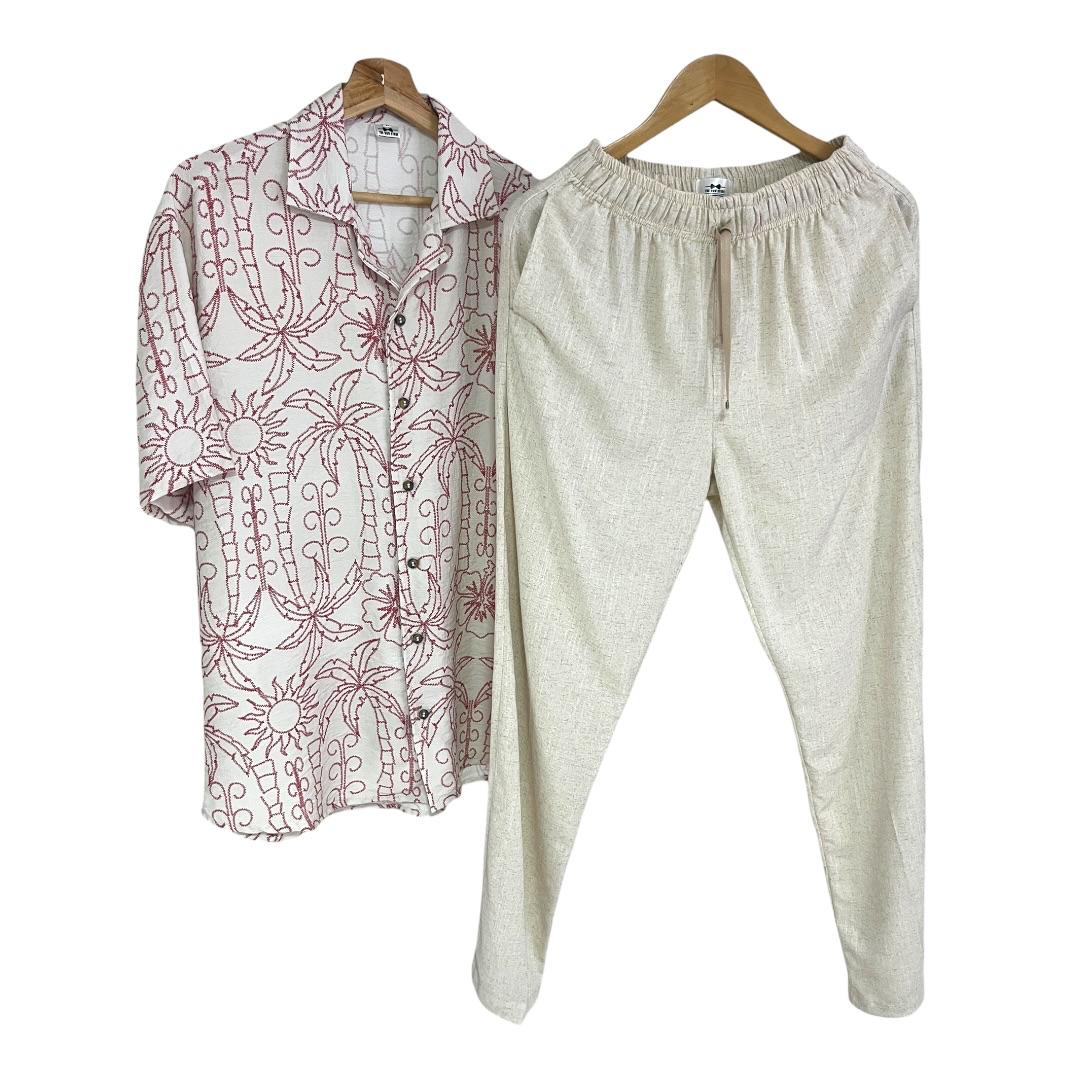 Conjunto Pantalon Lino Camisa Siena Roja