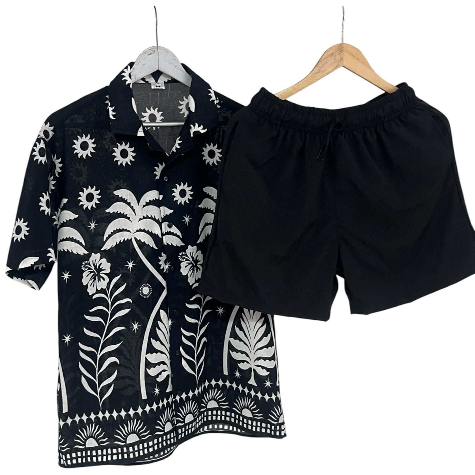 Conjunto Rodadero Negro Lino / Bañadora Sin Malla Negra