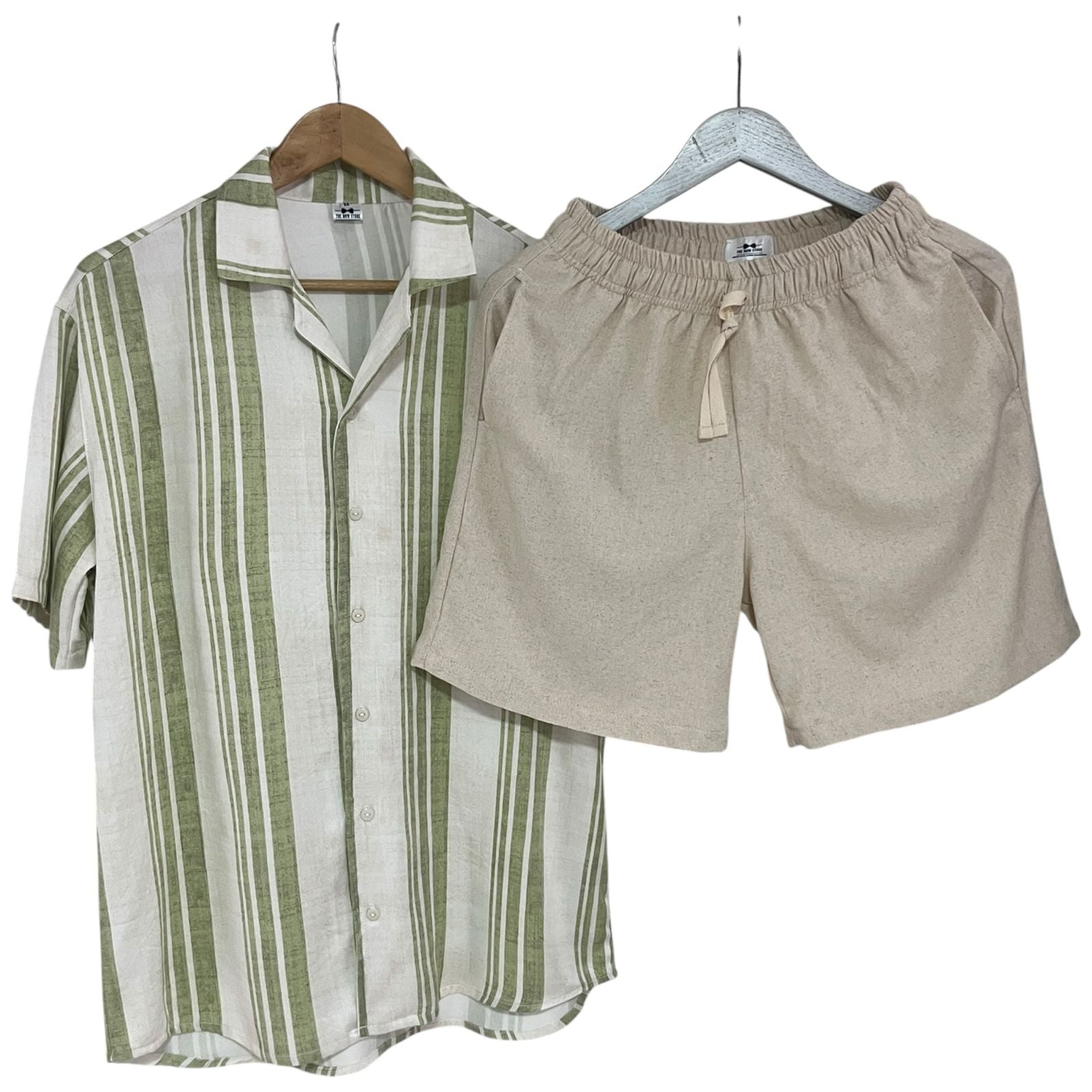 Conjunto Rayas Verdosas Rayon Bermuda Lino