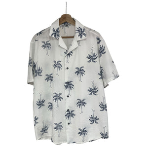 Camisa Palmas Azules Algodon