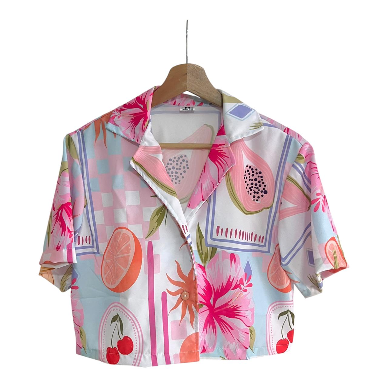 Croptop Seda Estampado Floral