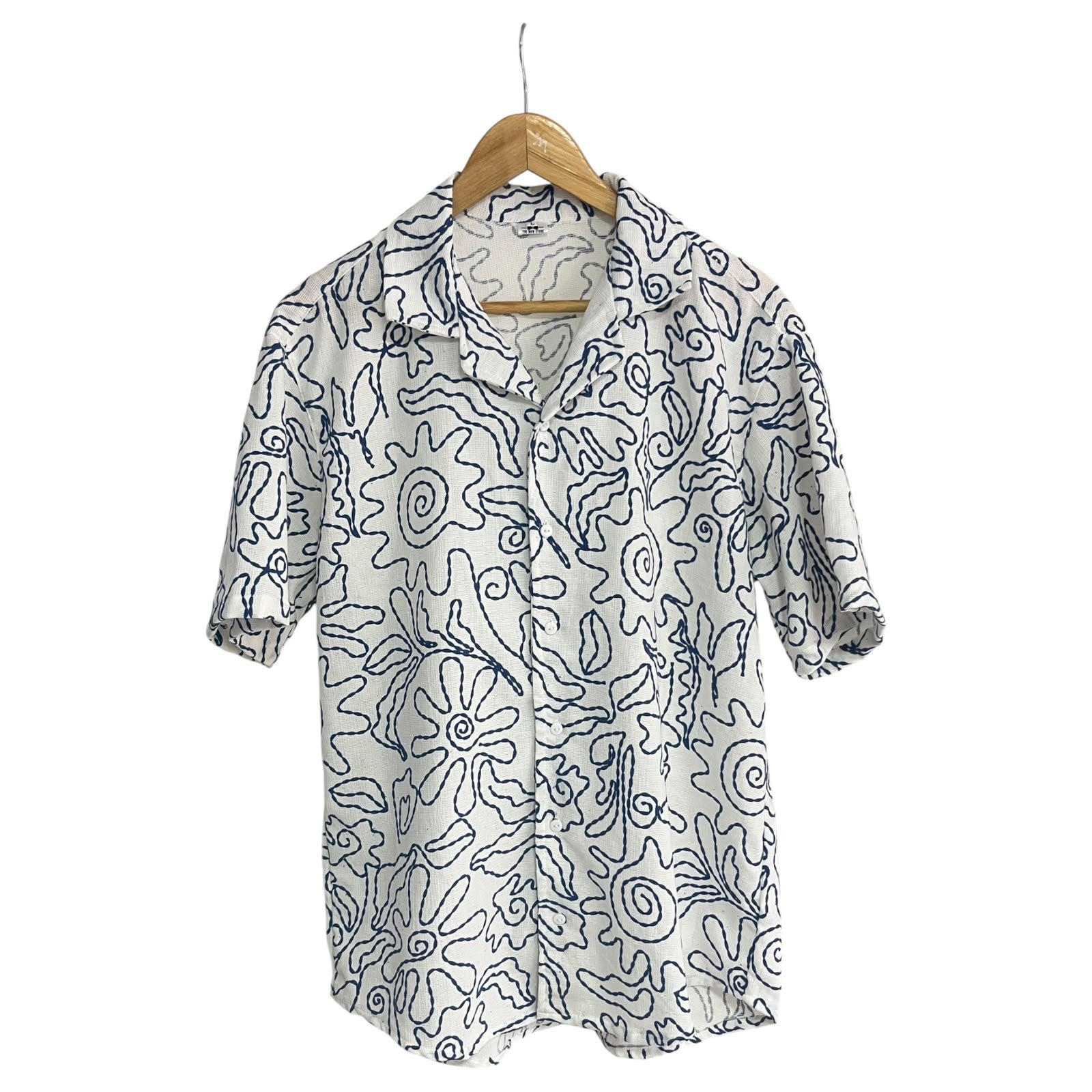 Camisa Azul del Tropico Goma Texturizado