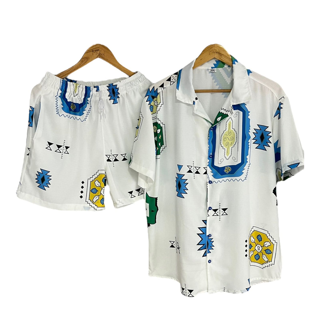 Conjunto Arabescos Fondo Blanco Regular Fit Lino