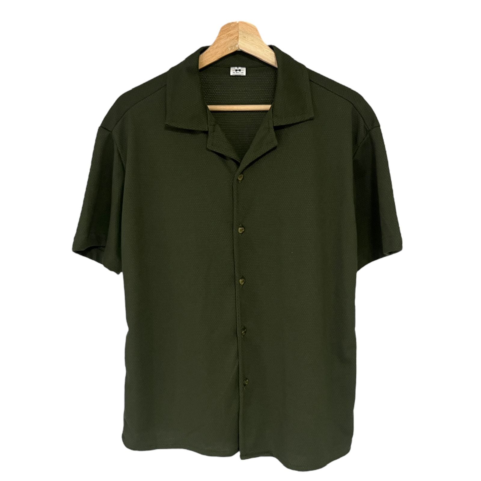 Camisa Verde Oscuro Texturizada Regular Fit Algodon Waffle