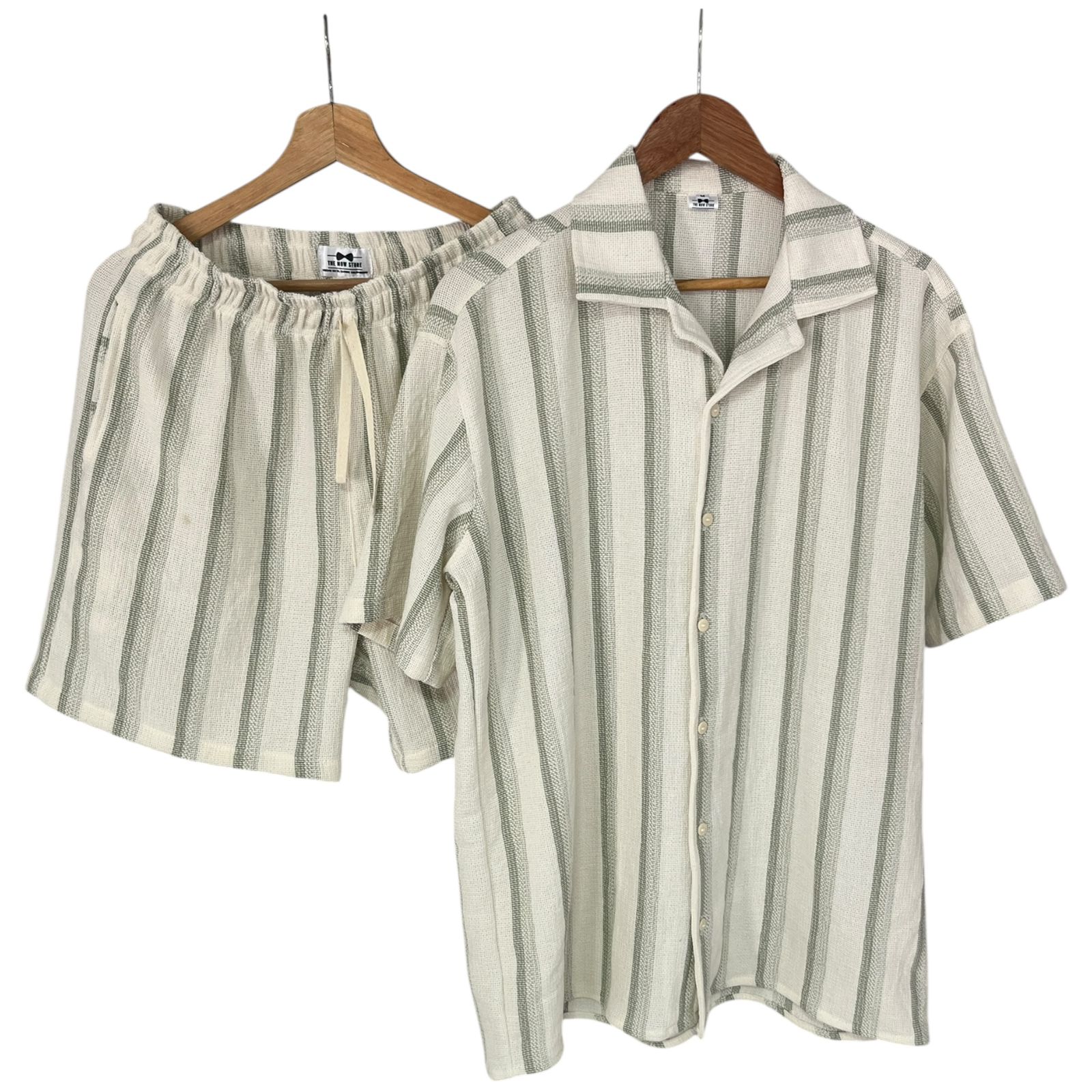 Conjunto Rayas Verde Algodon Tejido Regular Fit