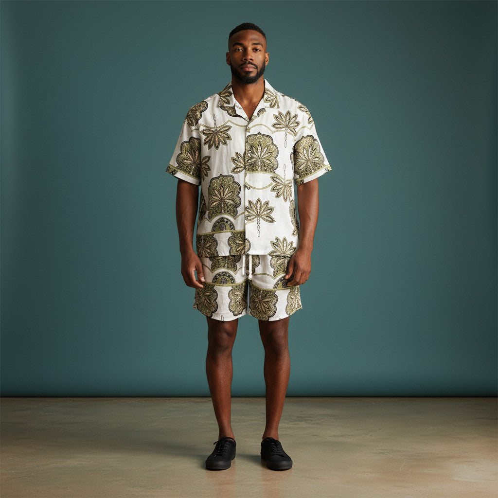 Conjunto Palmar Tropical Regular Fit Lino