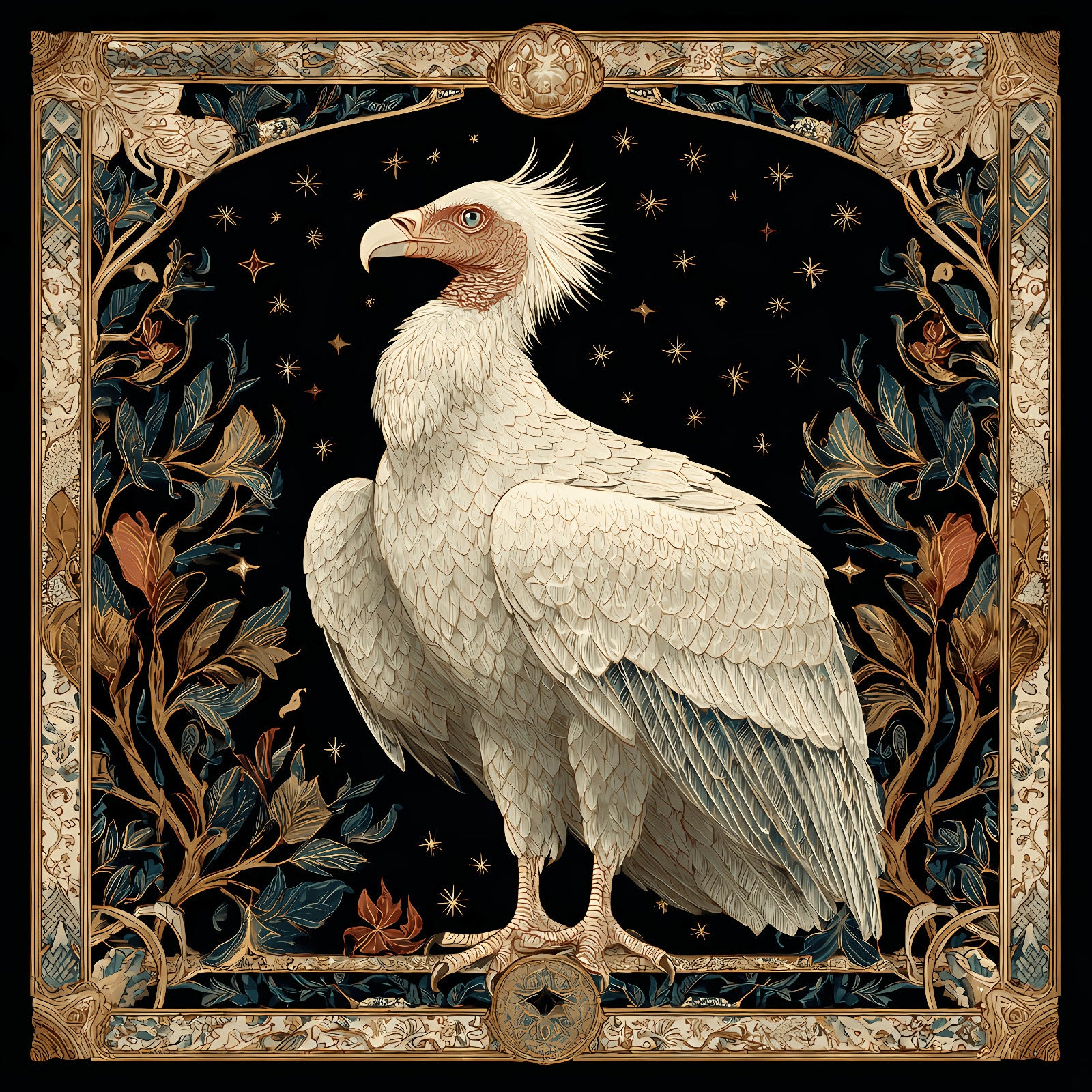 Pañoleta Buitre Blanco Seda Satin