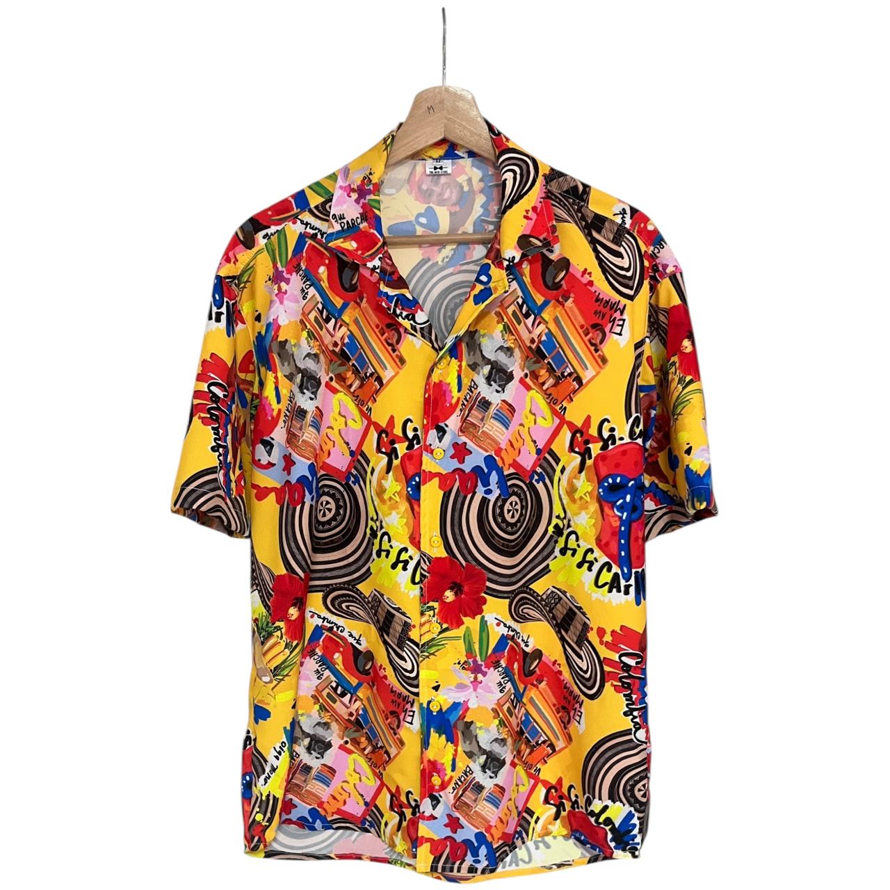 Camisa Si Si Si amarilla Regular Fit Carnaval Seda