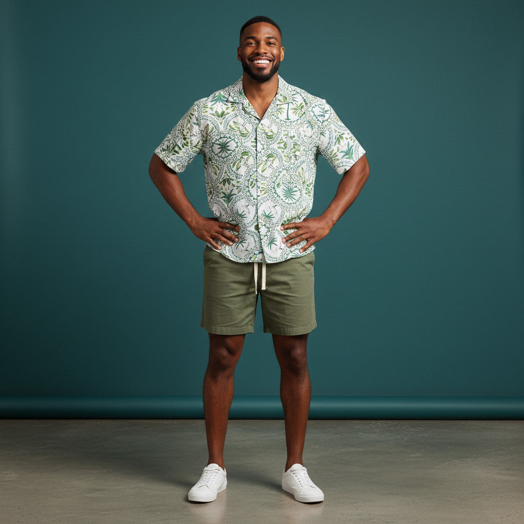 Conjunto Tayrona Seda Bermuda Verde Lino