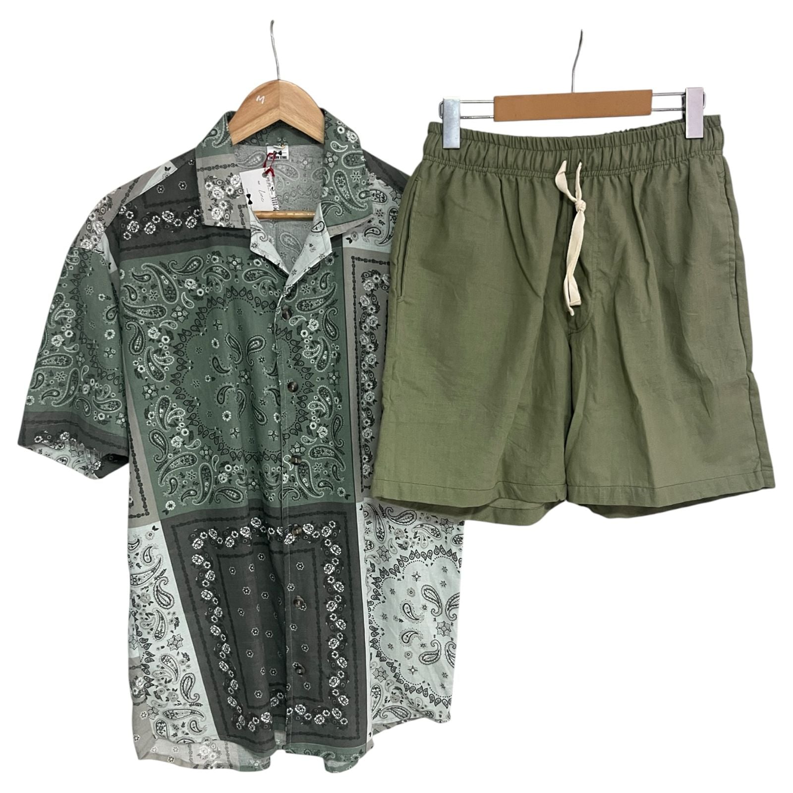 Conjunto Bandana Verde Bermuda Verde Lino