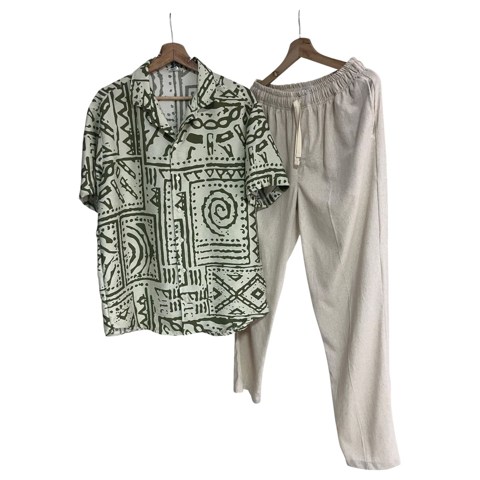 Conjunto Camisa Green Maze Pantalon Lino Crudo