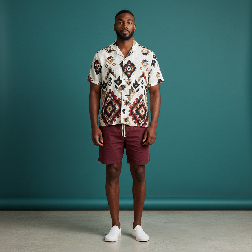 Conjunto Kanas Bermuda Lino Vino Tinto