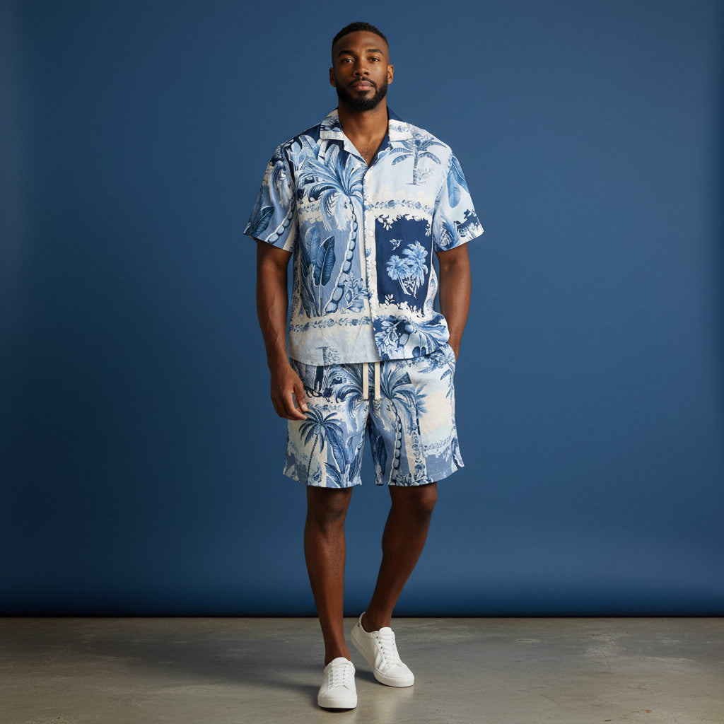 Conjunto Mitu Azul Lino