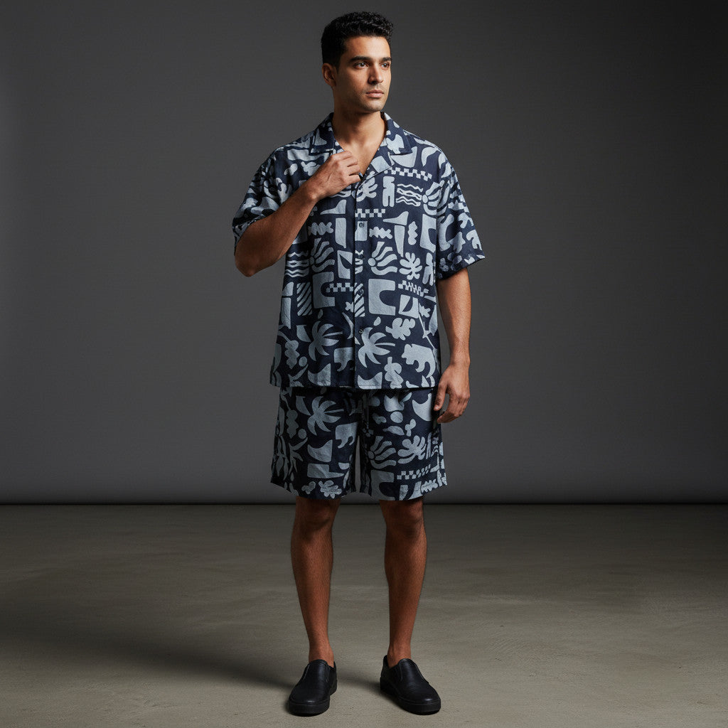 Conjunto Maui Azul Lino