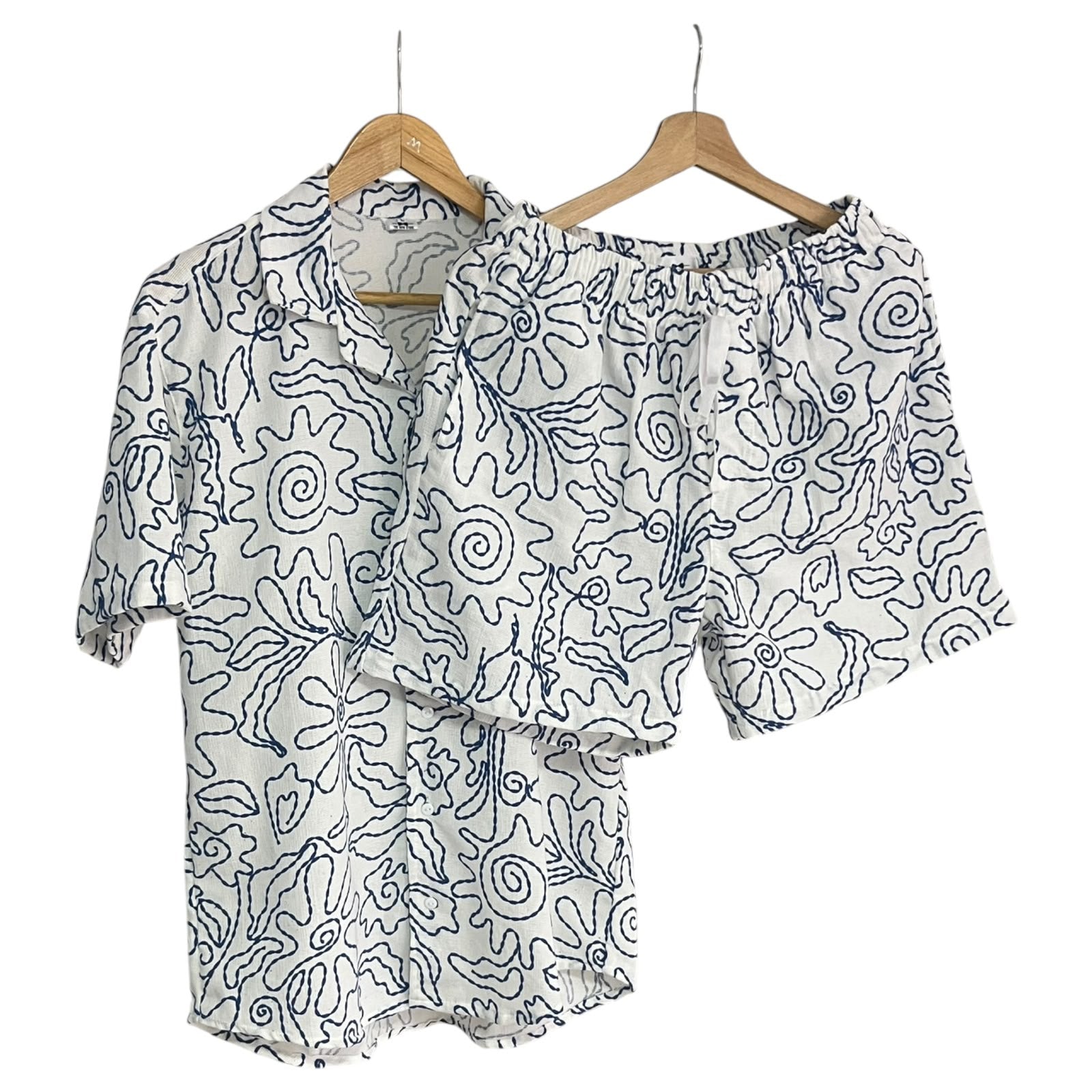 Conjunto Azul del Tropico Goma Texturizado Lino