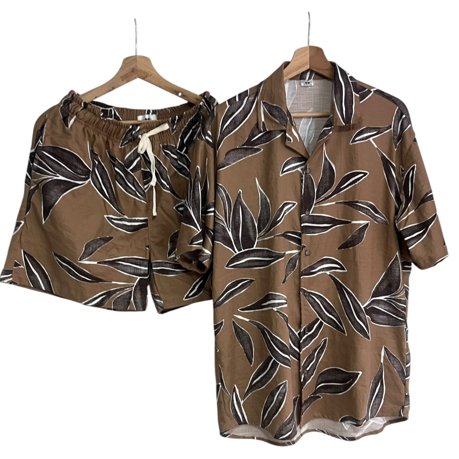 Conjunto Hojas Cafes Lino