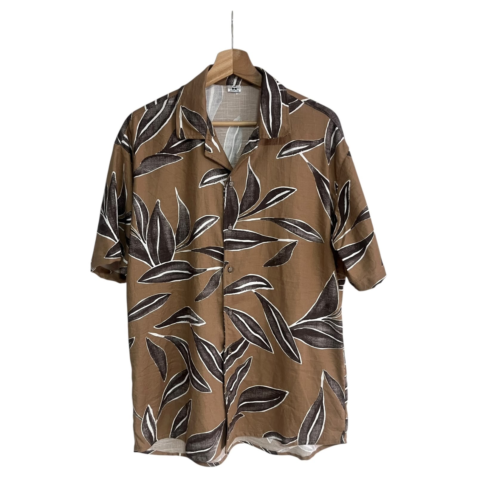 Camisa Hojas Cafes Lino