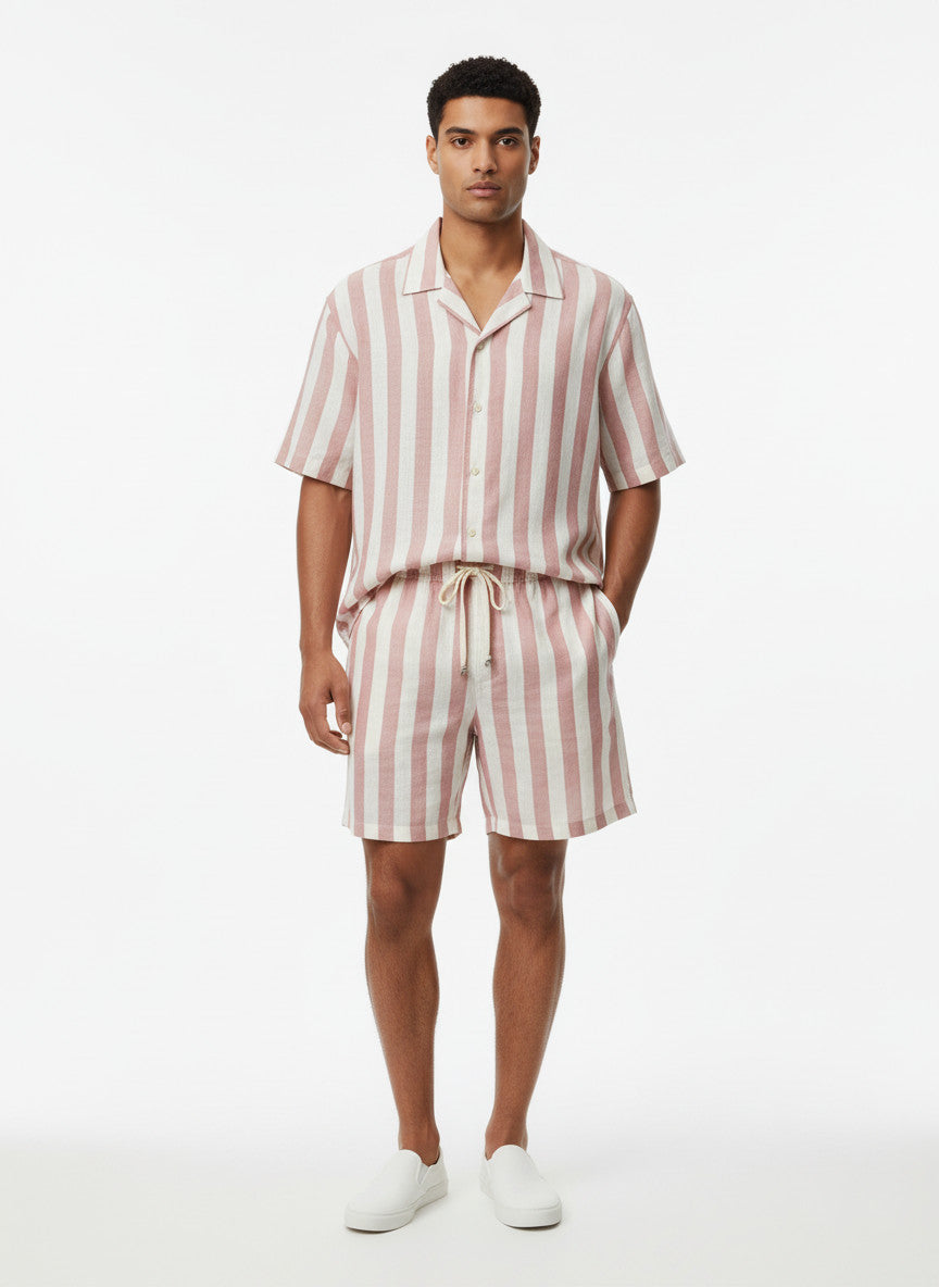 Set Camisa Rayas Rosa Lino