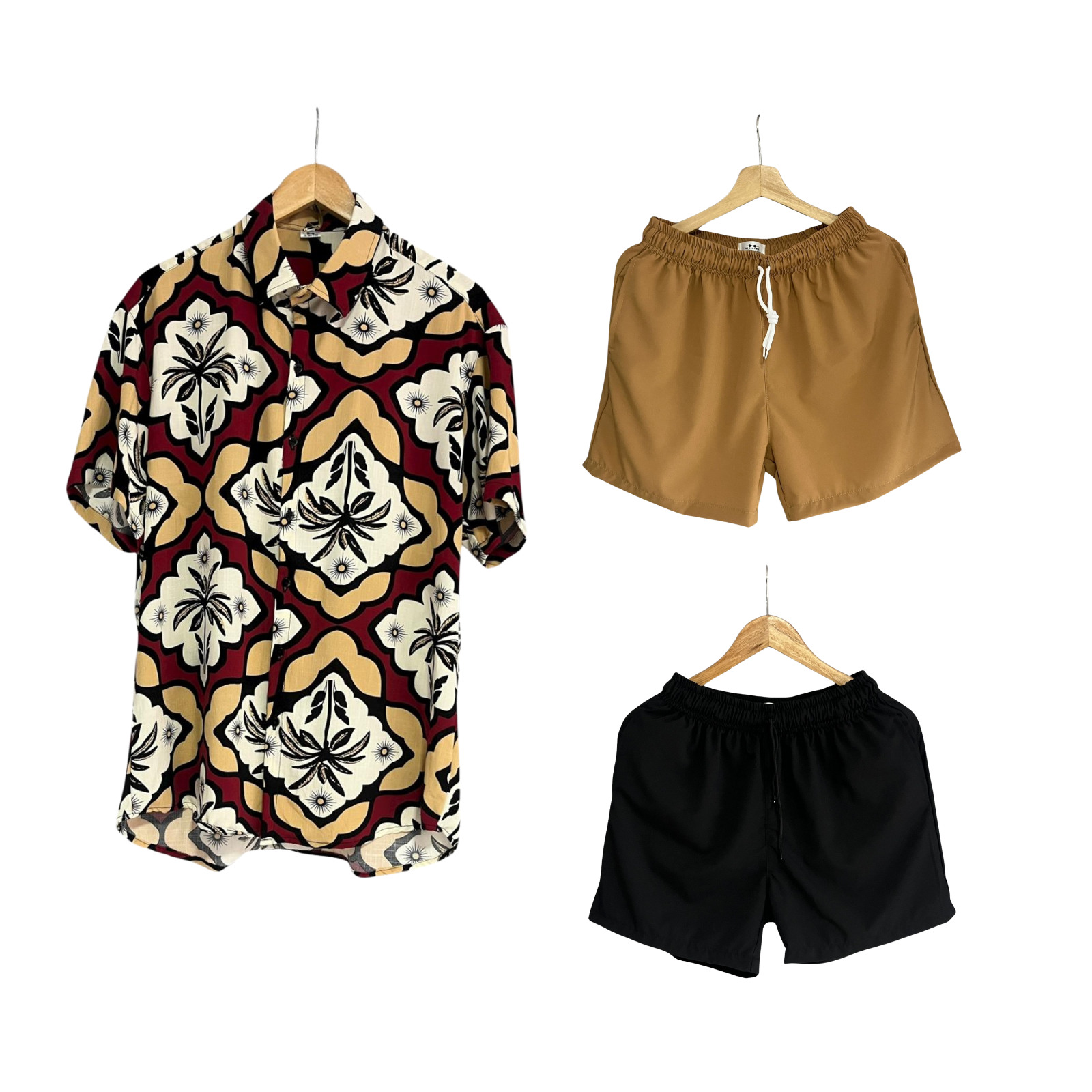 Conjunto Kentia Vinotinto Regular Fit Lino Delgado / Bañadora sin Malla