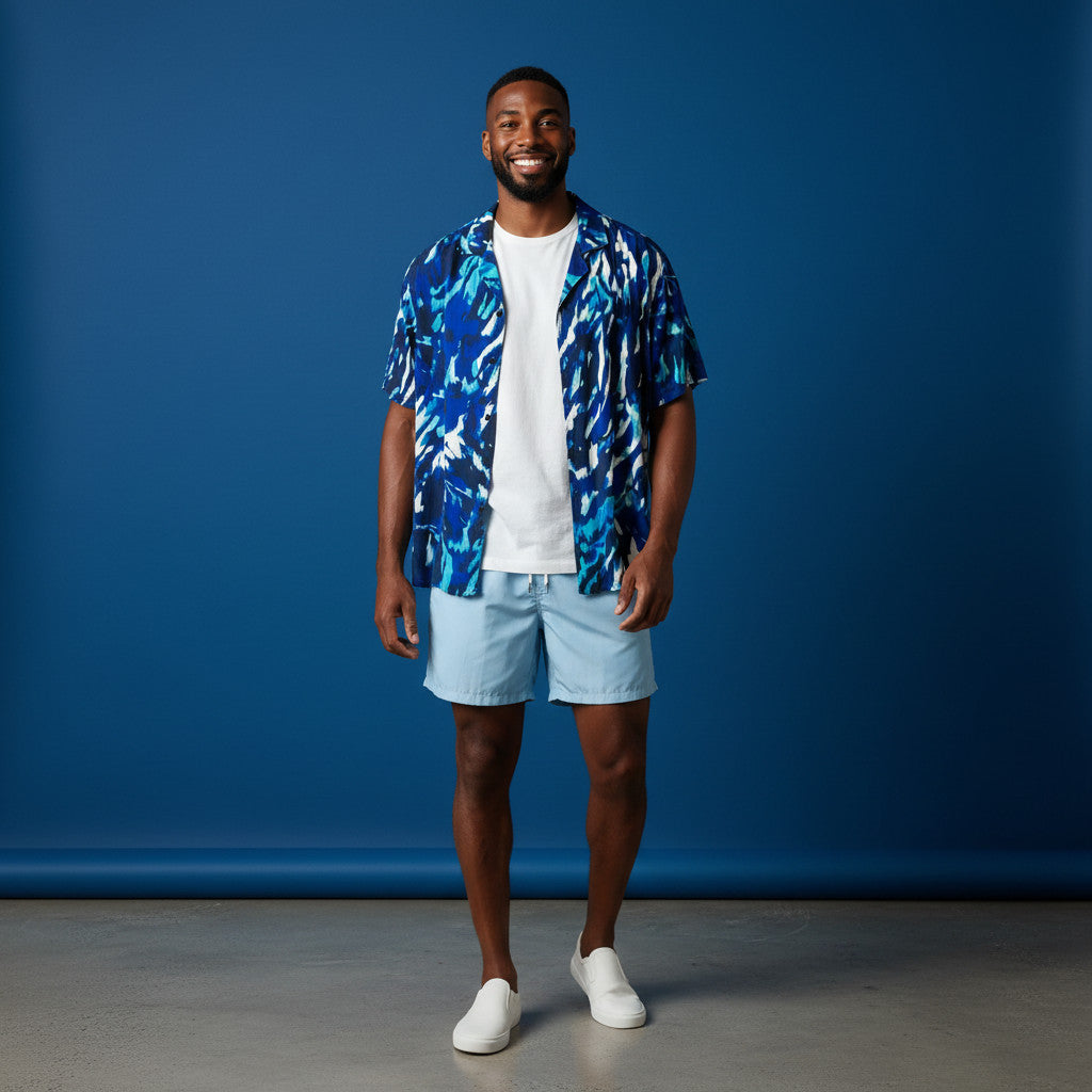 Set Camisa Aqua Azul / Bañadora sin malla a eleccion