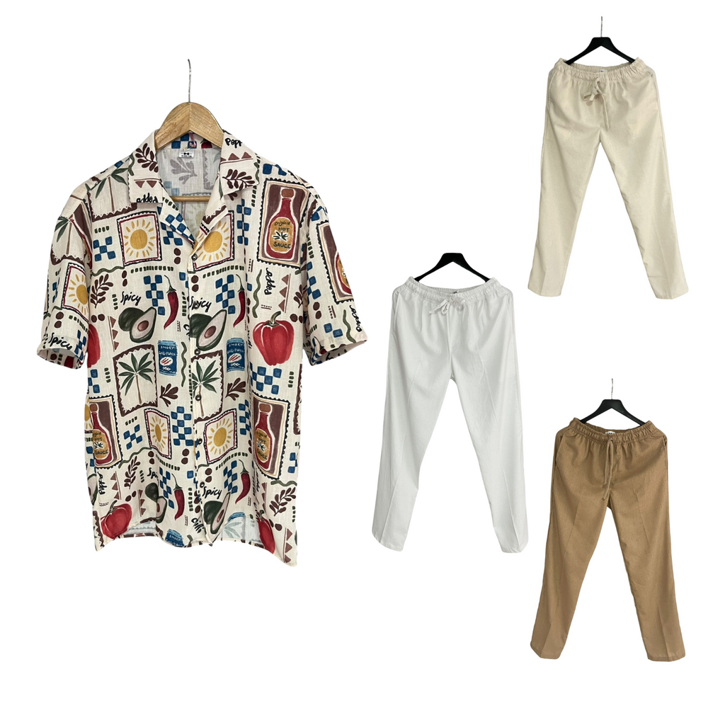 Conjunto Pantalon Lino / Camisa Picante Tropical Lino