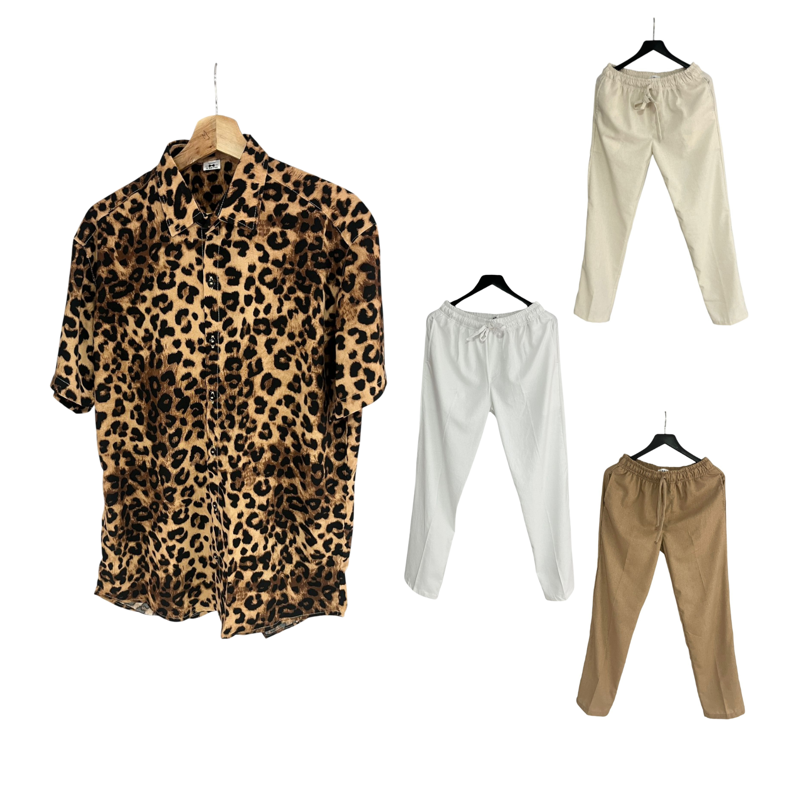 Conjunto Pantalon Lino / Camisa Animal Print Rayon