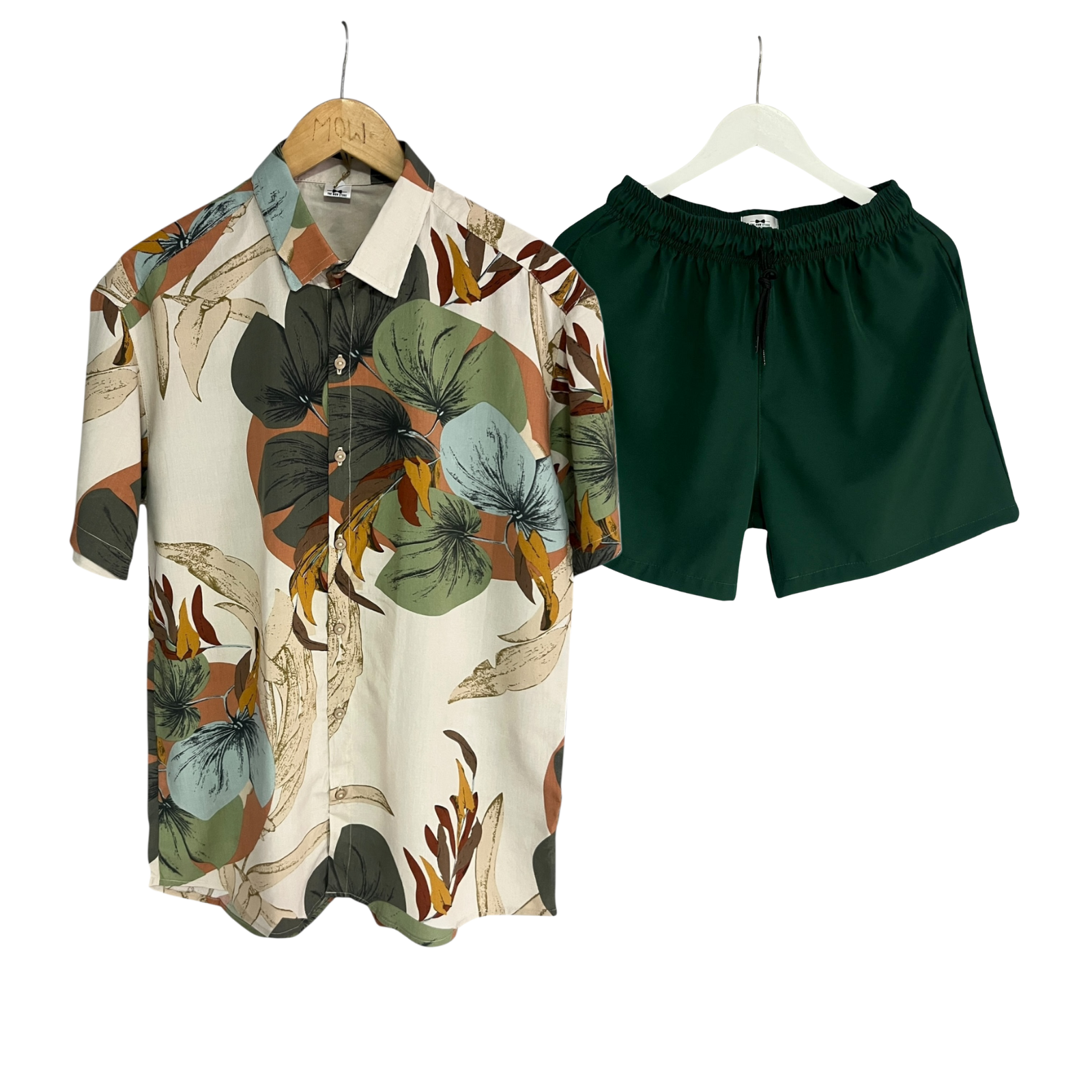 Conjunto Tropical Crema Rayon / Bañadora Sin malla