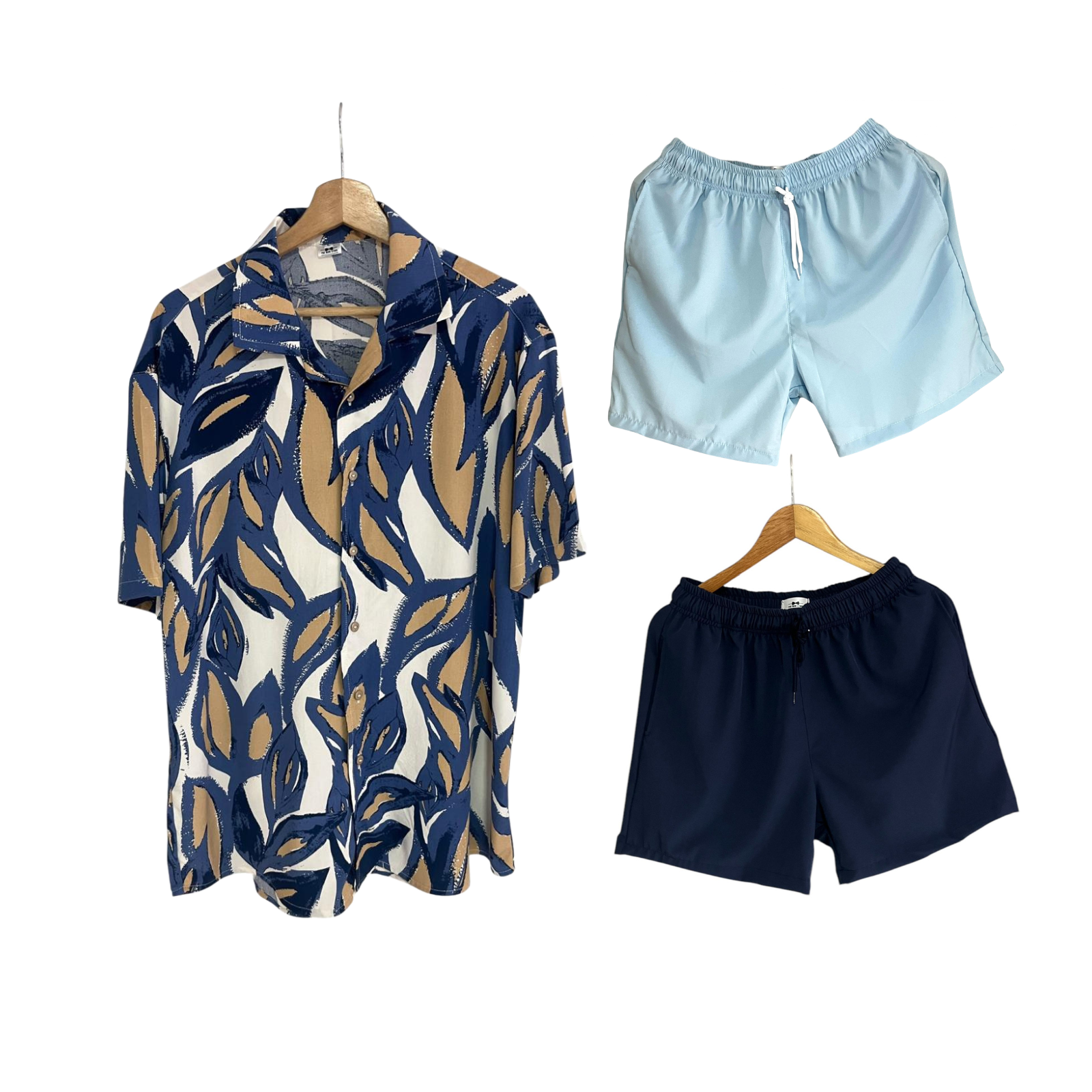 Conjunto Floral Azulados Rayon Regular Fit / Bañadora Sin Malla