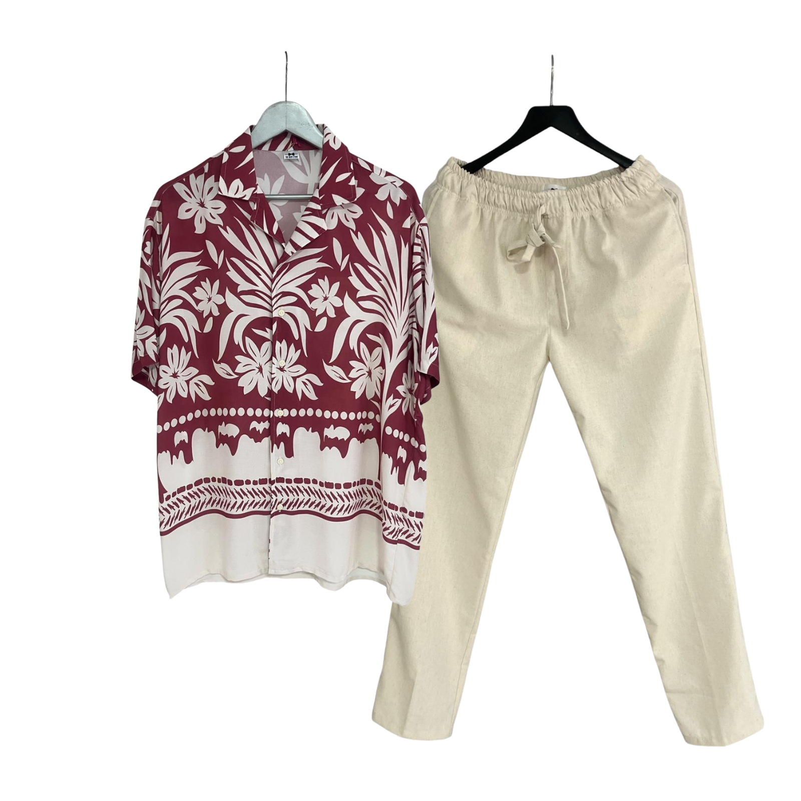 Conjunto Ruedo tropico Rayon Pantalon Lino Crudo