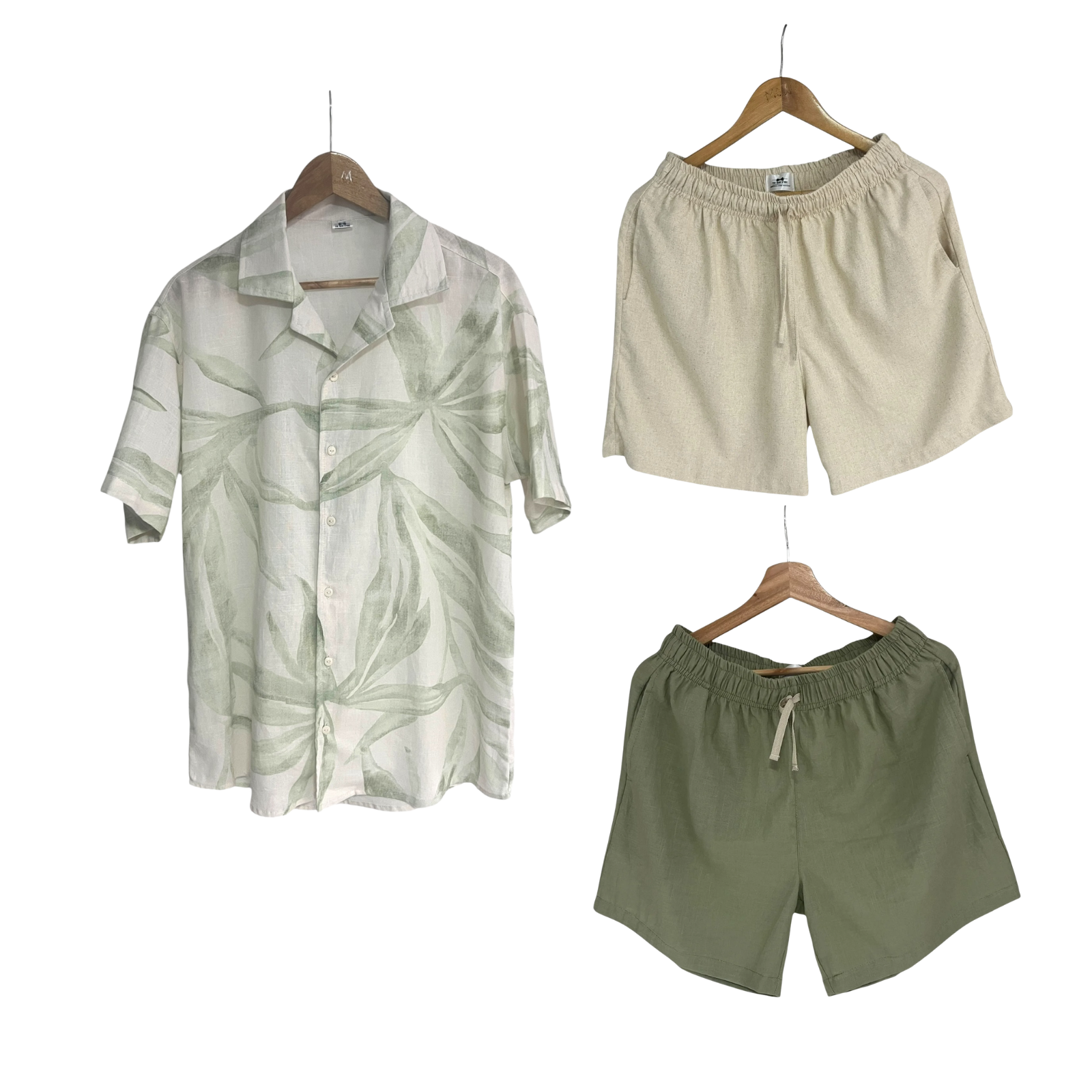 Set Camisa Hojas Verdes lino / Bermuda Lino eleccion