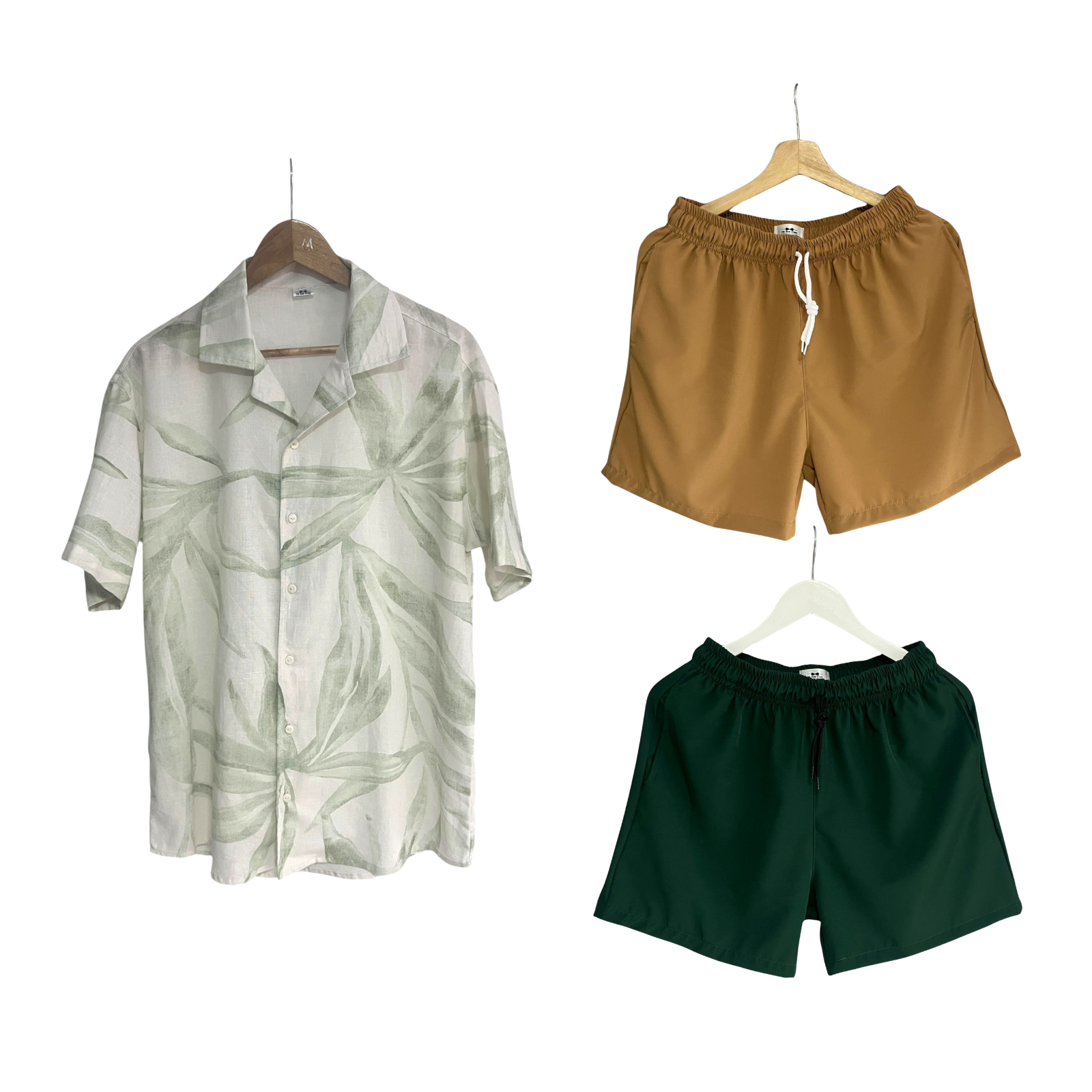 Set Camisa Hojas Verdes lino / Bañadora sin malla a eleccion