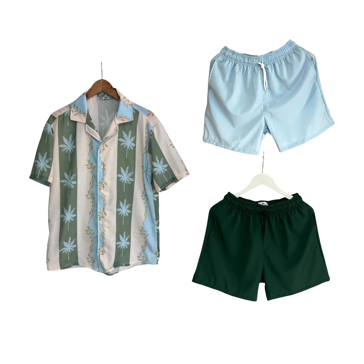Set Camisa Rayas palmas Lino / Bañadora sin malla a eleccion
