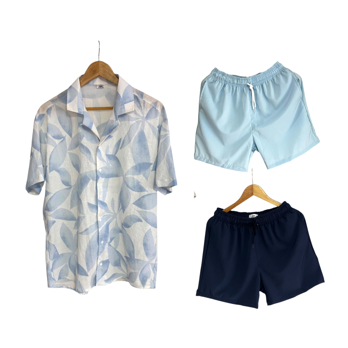 Set Camisa Estrellado Azul Lino / Bañadora sin malla a eleccion