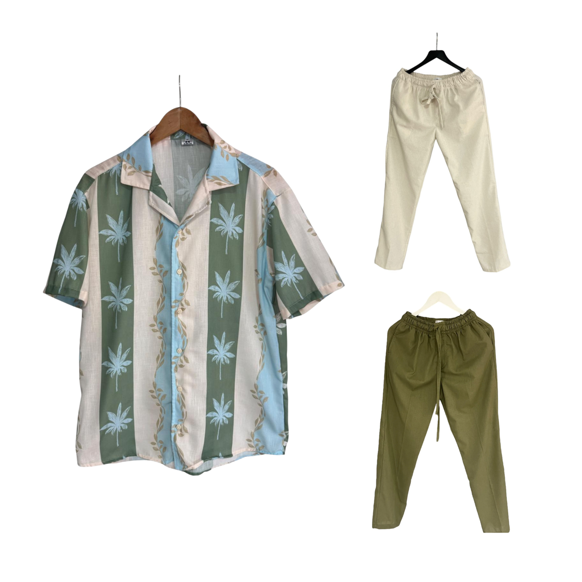Conjunto Camisa Rayas Palmas Lino / Pantalon Lino A eleccion