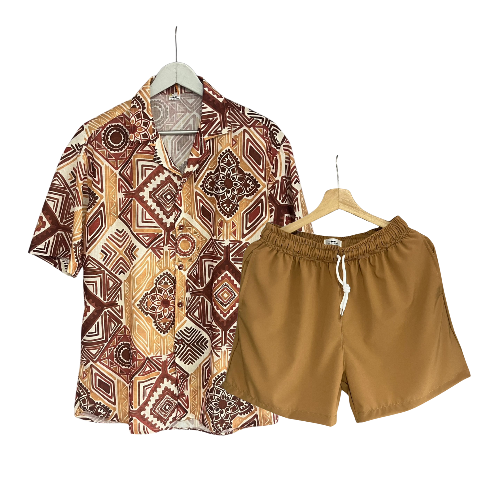 Conjunto Karibu Lino / Bañadora Sin Malla Kaki