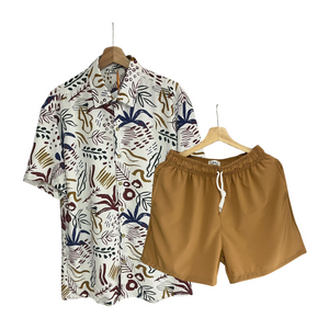 Conjunto Mapui Tropico Lino / Bañadora Sin Malla Kaki