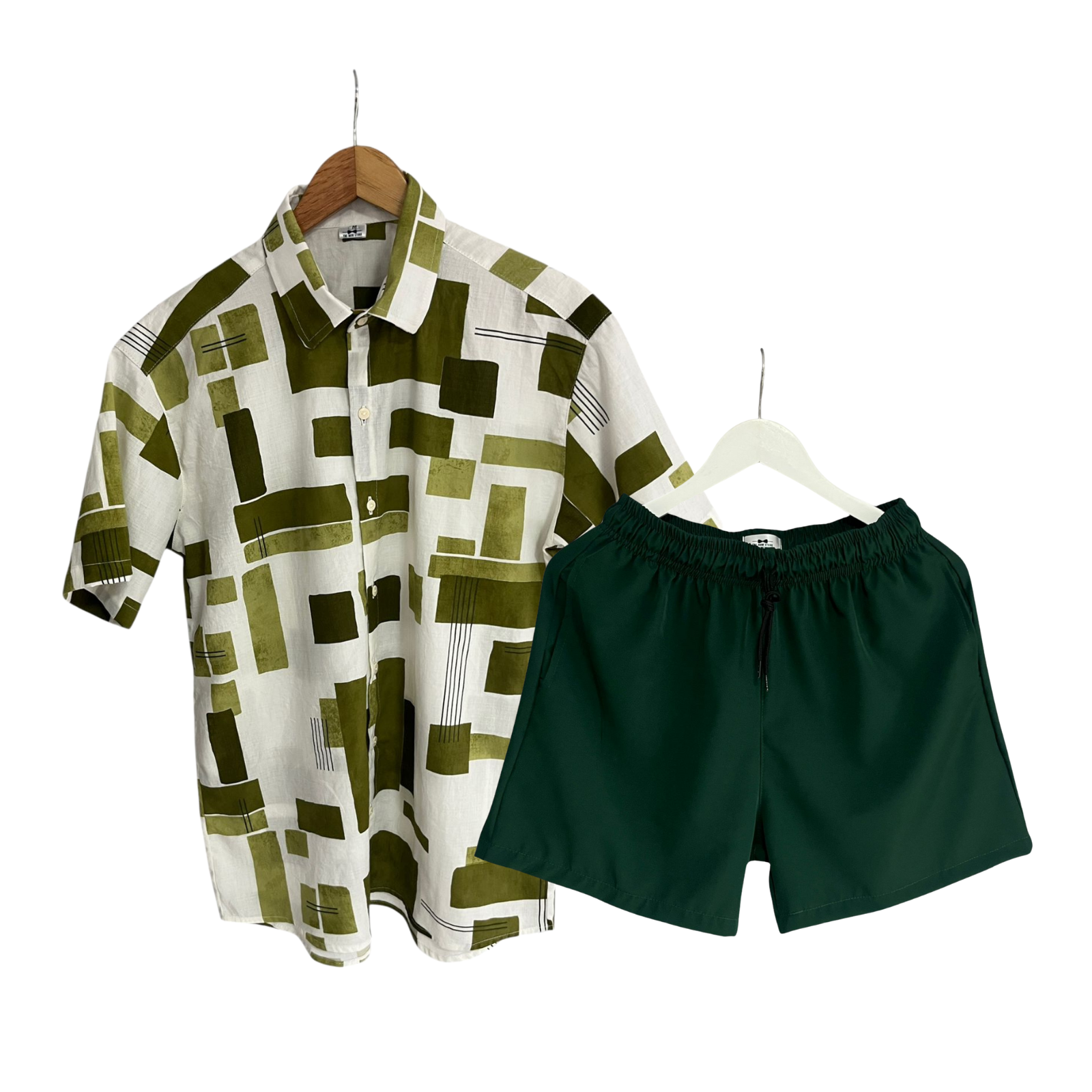 Conjunto Barbosa Verde Lino / Bañadora Sin Malla Verde Oscuro